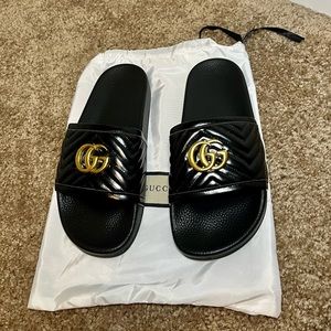 Black Gucci Double G Slides (RUN SMALL)